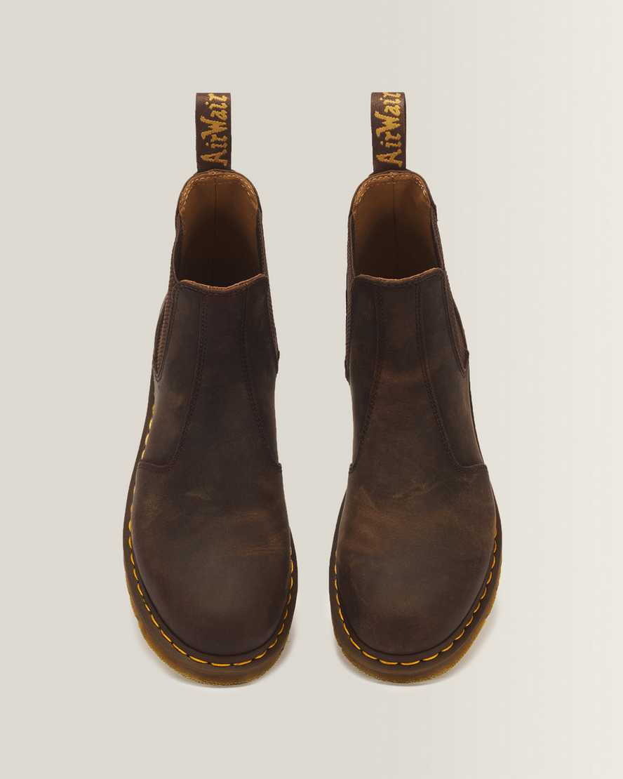 2976 Yellow Stitch Crazy Horse Leather Chelsea Boots