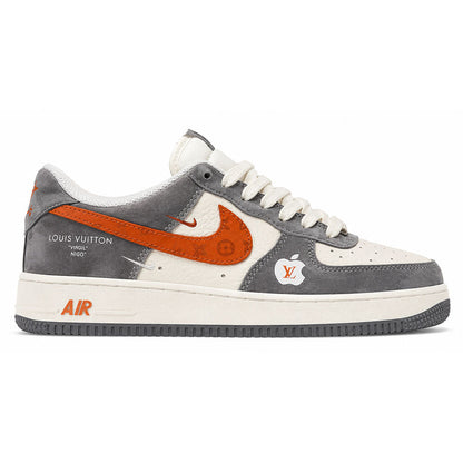 LV x Nike Air Force 1 Low â€œGrey Monogram Orange Swooshâ€