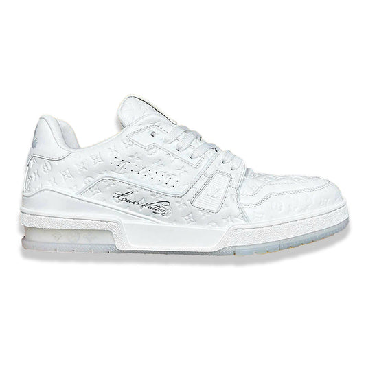 Louis Vuitton LV Trainer Sneaker â€“ Triple White Monogram Embossed Edition