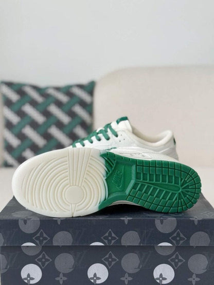LV x Nike Dunk Low Sneaker in White and Green Monogram Canvas