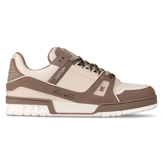 LV Trainers Nubuck & Grained Calf Leather Taupe Brown