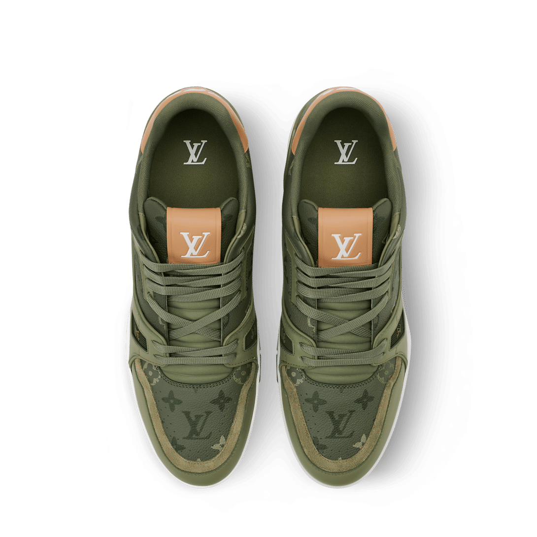 LV Trainer Sneaker Grained Calf Leather Khaki Green