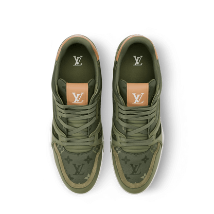 LV Trainer Sneaker Grained Calf Leather Khaki Green