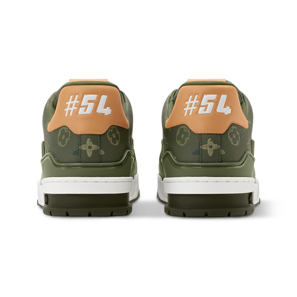 LV Trainer Sneaker Grained Calf Leather Khaki Green