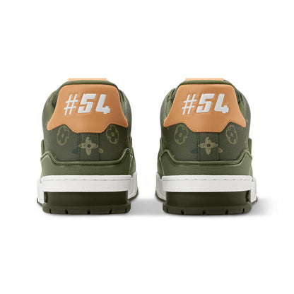 LV Trainer Sneaker Grained Calf Leather Khaki Green