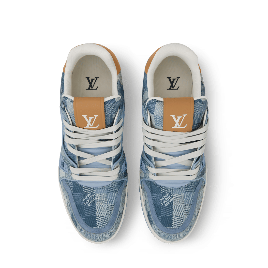 LV Trainer Sneaker Grained Calf Leather Blue