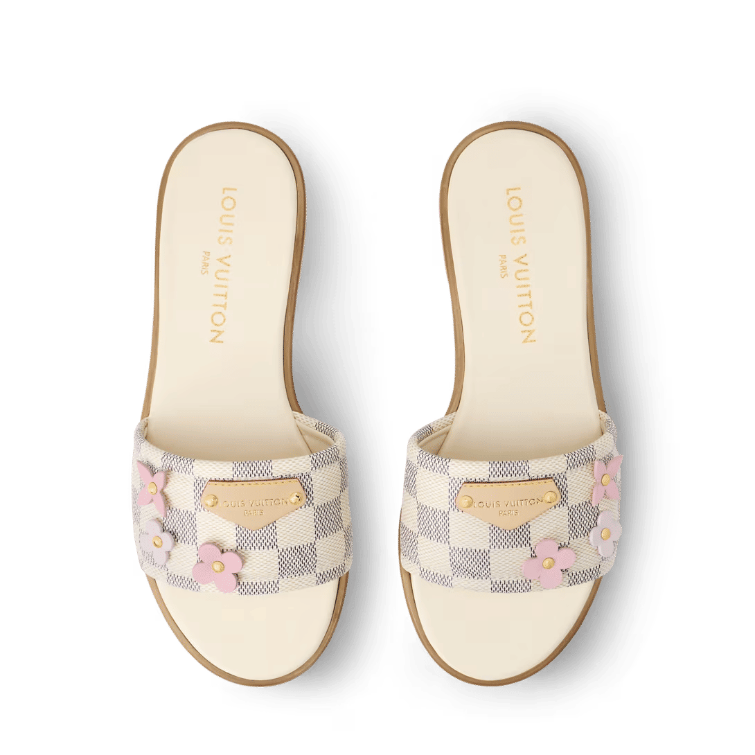 LV Lily Flat Mule Beige Damier Azur Canvas