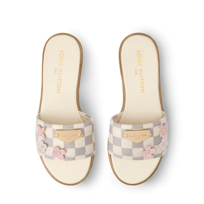 LV Lily Flat Mule Beige Damier Azur Canvas