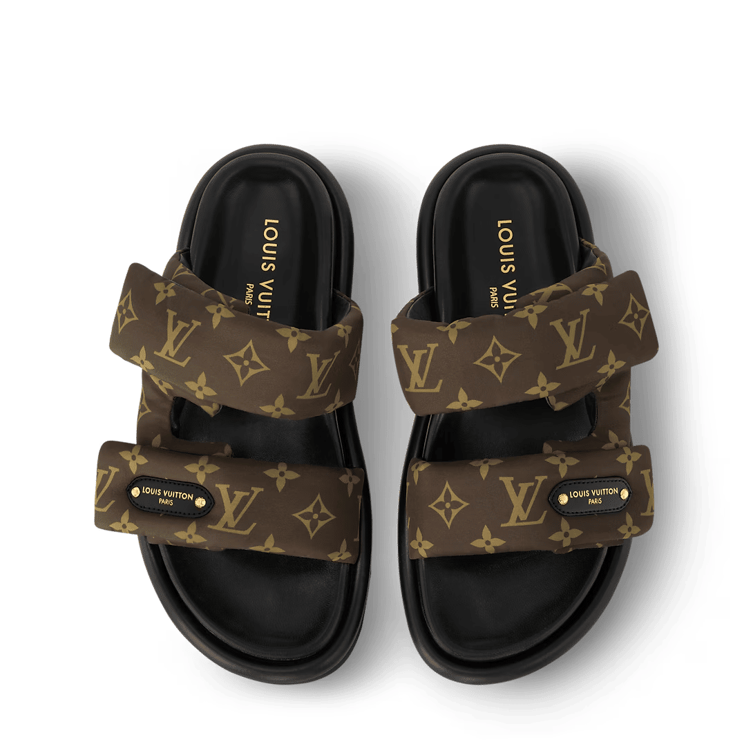 LV Pool Pillow Flat Comfort Mule Cacao Brown