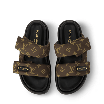 LV Pool Pillow Flat Comfort Mule Cacao Brown