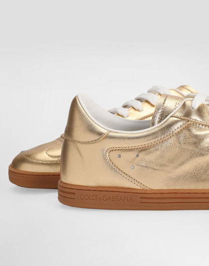 Saint Tropez Men's Foiled Leather Sneakers Gold