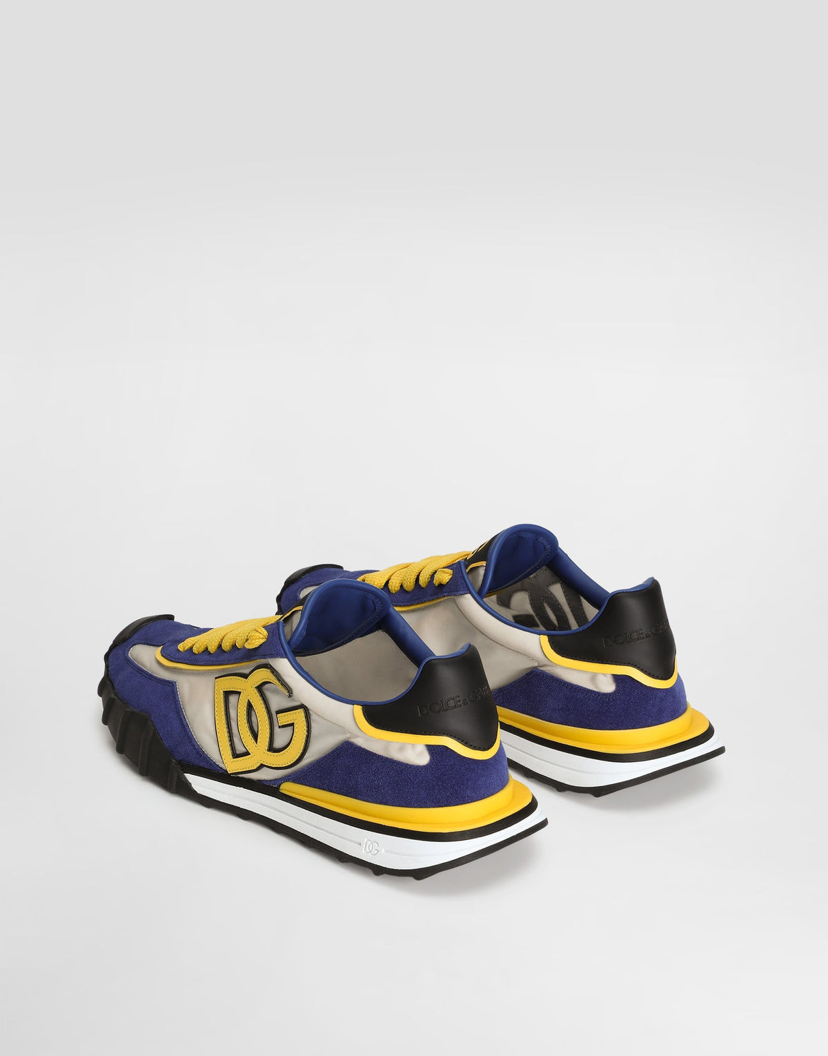 Men's Fabric Athletic Sneakers with Logo Patch Multicolor